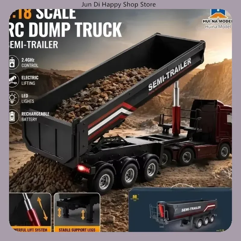 Electric Lifting For Rc Tractor Truck 1501 Tail Light Support Leg No Sound System Model Huina 1/18 1509 Rc Semi Dump Trailer