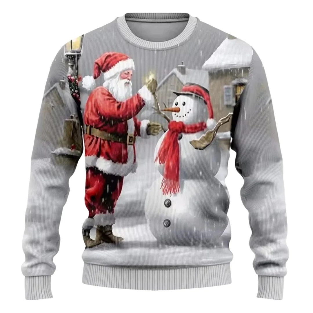 3D طباعة مضحك سانتا كلوز عيد الميلاد بلوزات للرجال والنساء طويلة الأكمام جولة الرقبة عارضة البلوز البلوز هوديي قمم