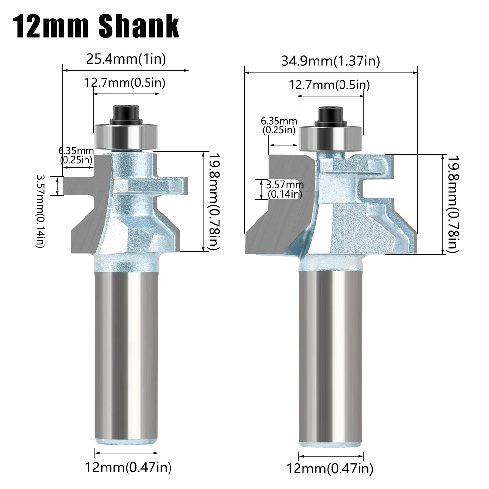 Imagem -04 - Router Bit Conjunto com Rolamentos de Esferas Premium Carpintaria Cutter v Groove Matched Tongue 12 mm Shank Pcs 2