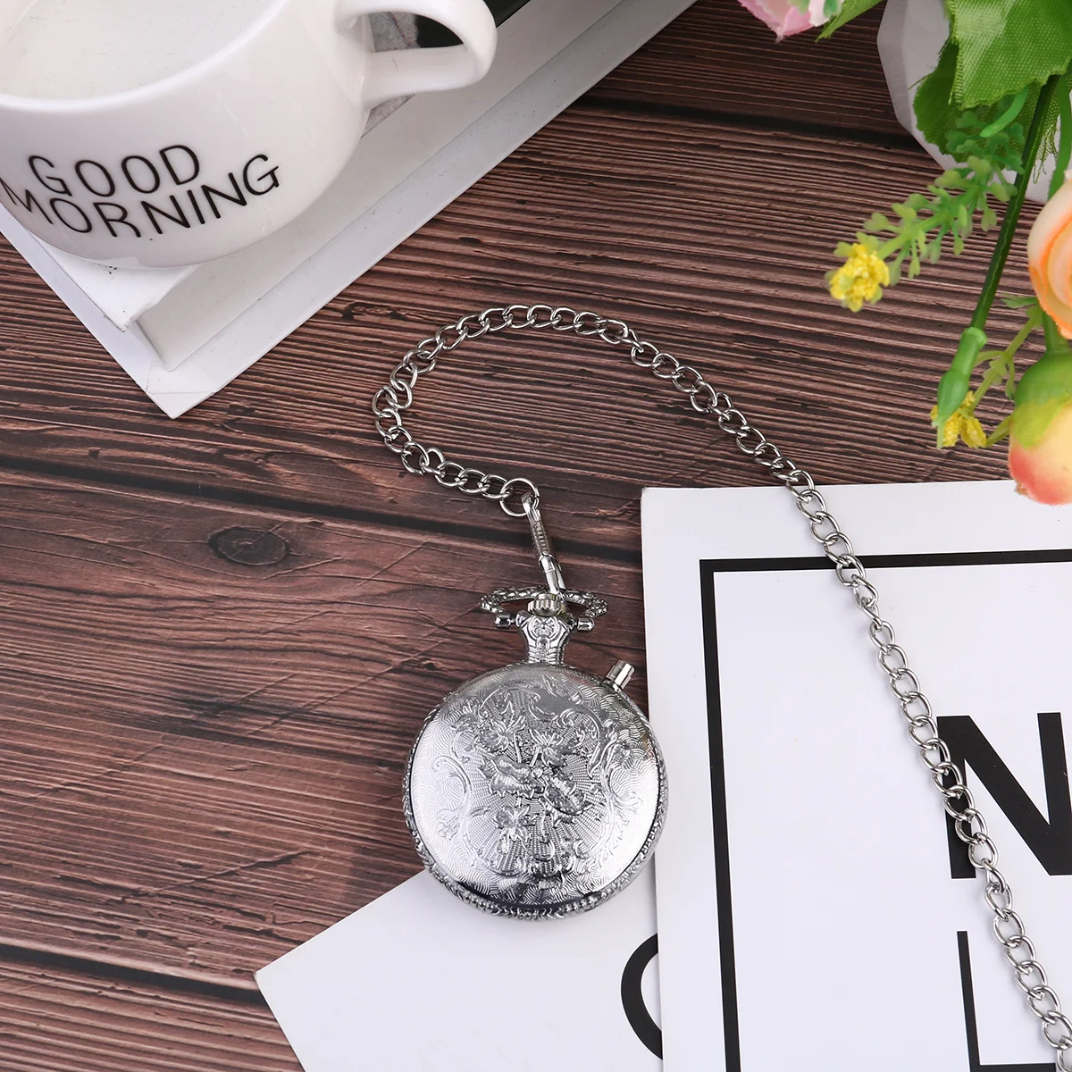 خمر ساعة الجيب الفضة قاطرة تصميم الإبداعية يختتم سلسلة صدرية ساعة الطراز القديم ريترو ستايل للرجال الهدايا #4