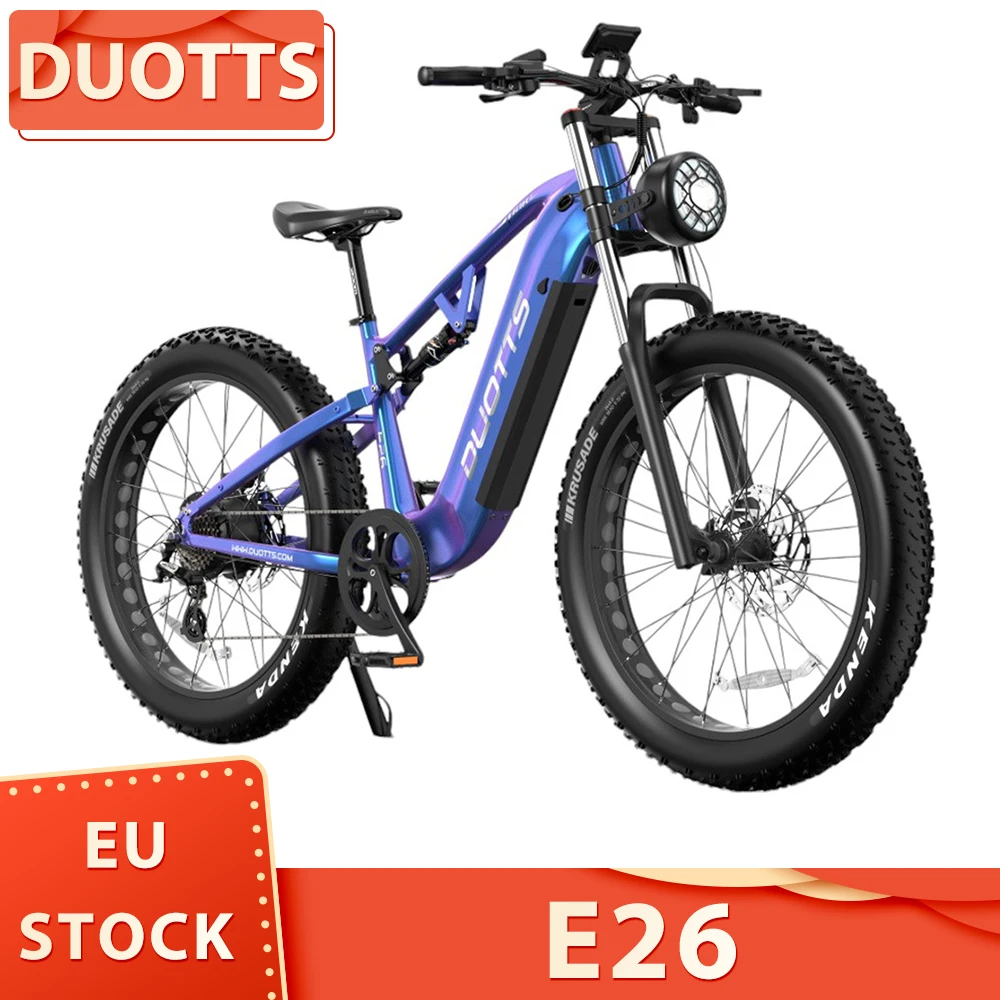 DUOTTS E26 Electric Bike 750W Motor Torgue Sensor 48V 20Ah Battery 26*4.0 inch Fat Tires 55km/h Max Speed Hydraulic Disc Brakes