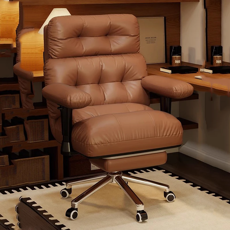 

Comfortable Leather Office Chair Footrest Backrest Wheels Cushion Office Chair Rocking Desk Silla Oficina Library Furniture