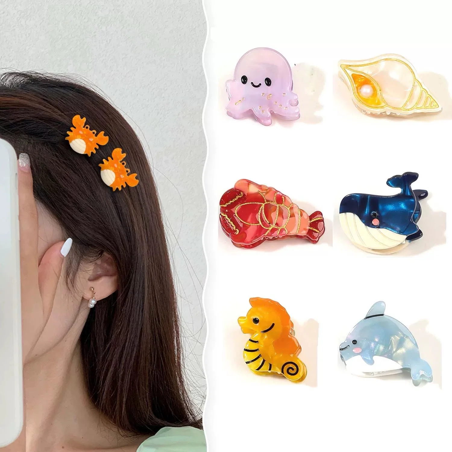 

Dowell Cute Mini Small Ocean Critter Acetate Hair Clips Kids Girls Hair Accessories