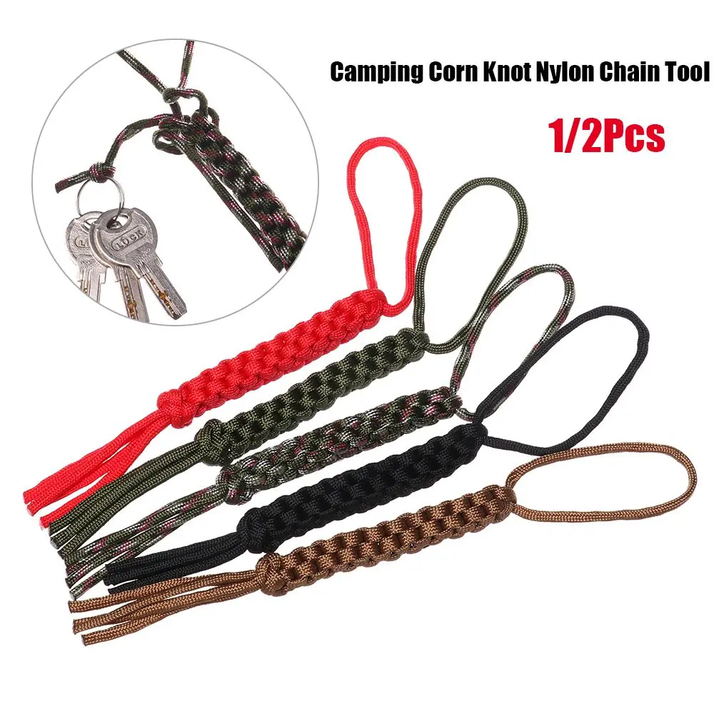 

1/2pcs High Quality Falling Paracord Rope Keychain DIY Tools Survival Ropes Nylon Chain Tool Knife Pendant Camping Corn Knot
