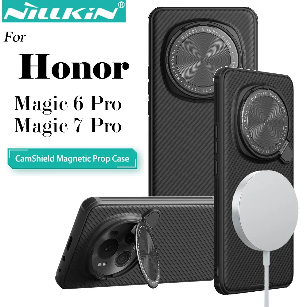 NILLKIN pour Honor Magic 7 Pro Magic 6 Pro MagSafe étui CamShield accessoire charge magnétique support de style rabat housse de caméra