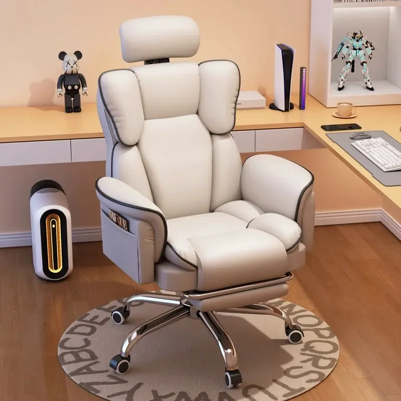 &Nordic Headrest Office Chair Upgrade Back Cushion Wheels Designer Computer Chair Relaxing White Bureau Stoel Office Furniture
