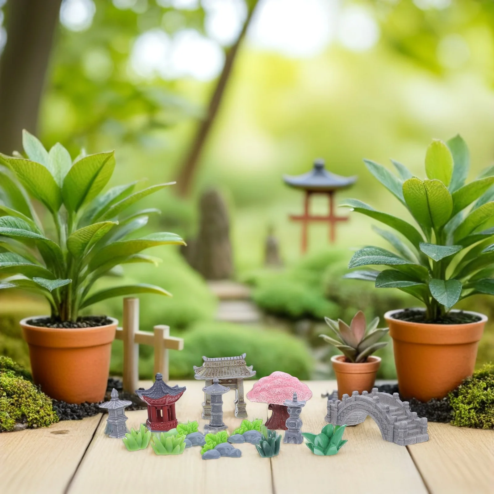 

Miniature Landscape Ornaments Garden Resin Sculpture Figurines Fish Tank Decorations