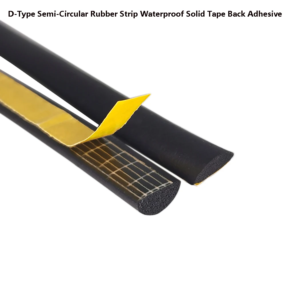 1/2/5M Black D-Type Self-Adhesive Sponge Strip For Car Doors And Windows, Dustproof, Windproof, Soundproof Sealing Strip