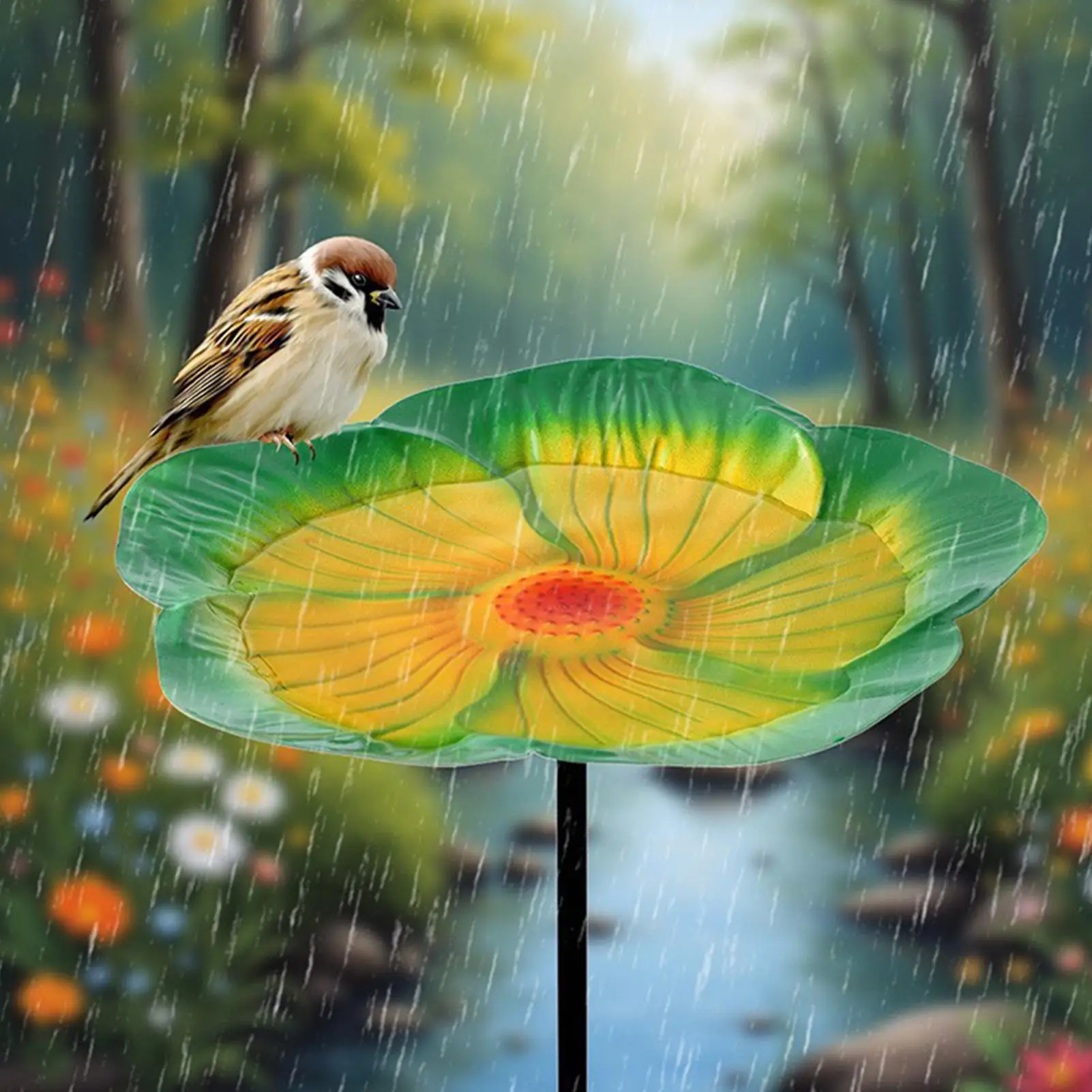 

Металлическая цветочная кормушка-поилка для птиц в форме цветка, разноцветная, для сада, двора, патио, террасы, веранды