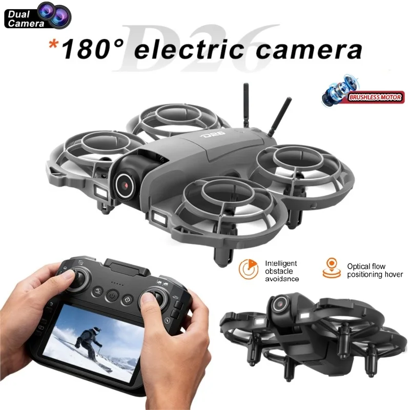 

Мини-дрон D26 с HD-камерами, полный комплект защиты, Wi-Fi FPV, БПЛА с 4,3-дюймовым пультом управления, квадрокоптер для аэрофотосъемки, игрушка