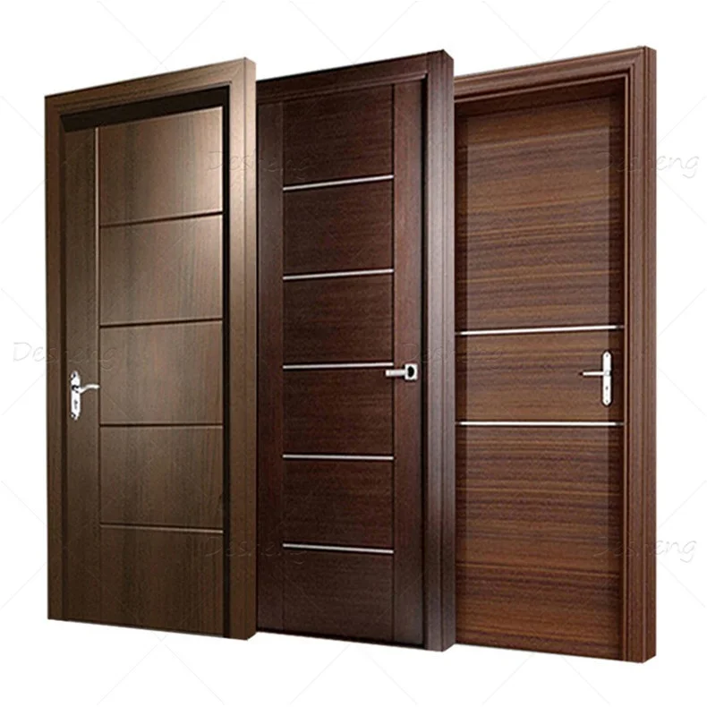 Exterior Flush Hotel Door Wooden Bedroom MDF Composite Internal Room Wood WPC Interior Doors