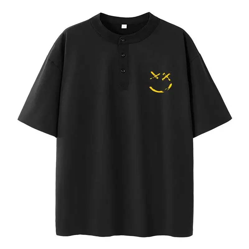 Henley Shirt Men Plus Size T-shirt 6XL 7XL 110-175kg Henley Neck Short Sleeve Polo Shirt Loose Oversized Big Size Men Clothing