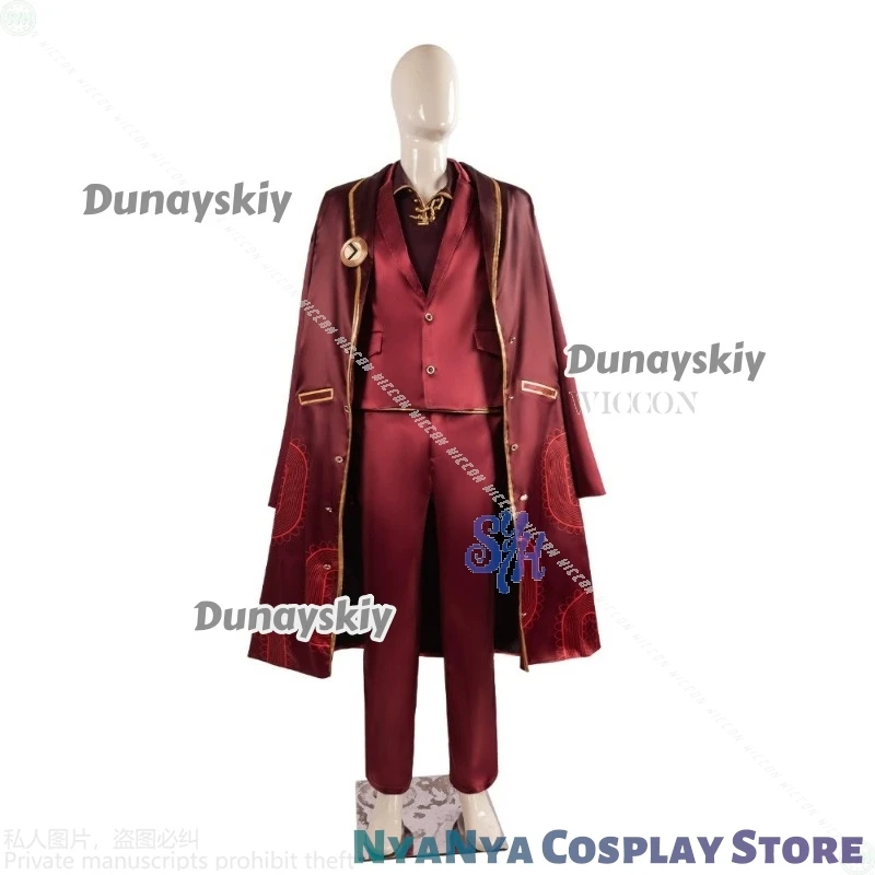 ชุดคอสเพลย์ตัวละครเล่ยเหิงจากอนิเมะเกม Limbus Company ชุดยูนิฟอร์มสุดหล่อ สีแดงเข้ม เสื้อคลุมยาว เสื้อกั๊ก ชุดสูท วิกผม สำหรับงานปาร์ตี้ฮาโลวีน