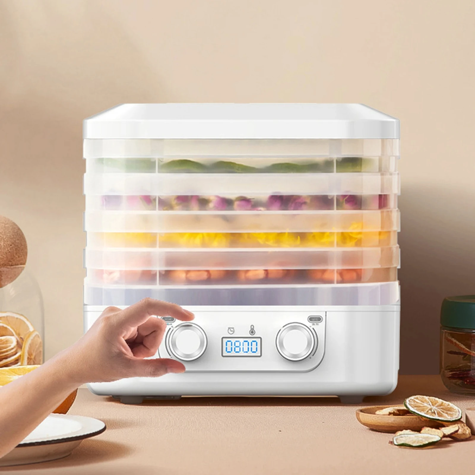 48시간 오래 지속되는 온도 조절 과일 건조 장치 5층 식품 탈수기 스낵 허브 건조기 온도 조절 가능