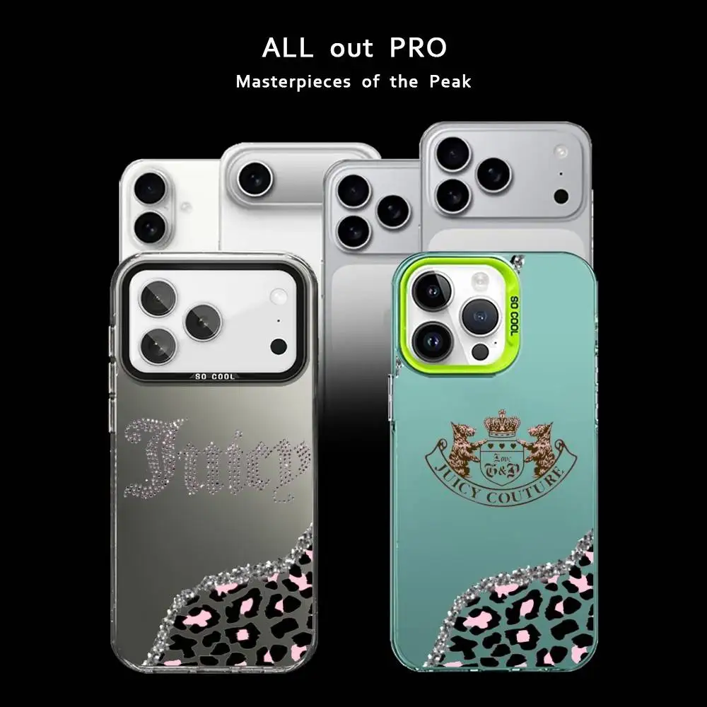 Funda de teléfono j-juicy couture para iPhone17,16,15,14,13,12,11 Pro Max Blcak, mate, a prueba de golpes