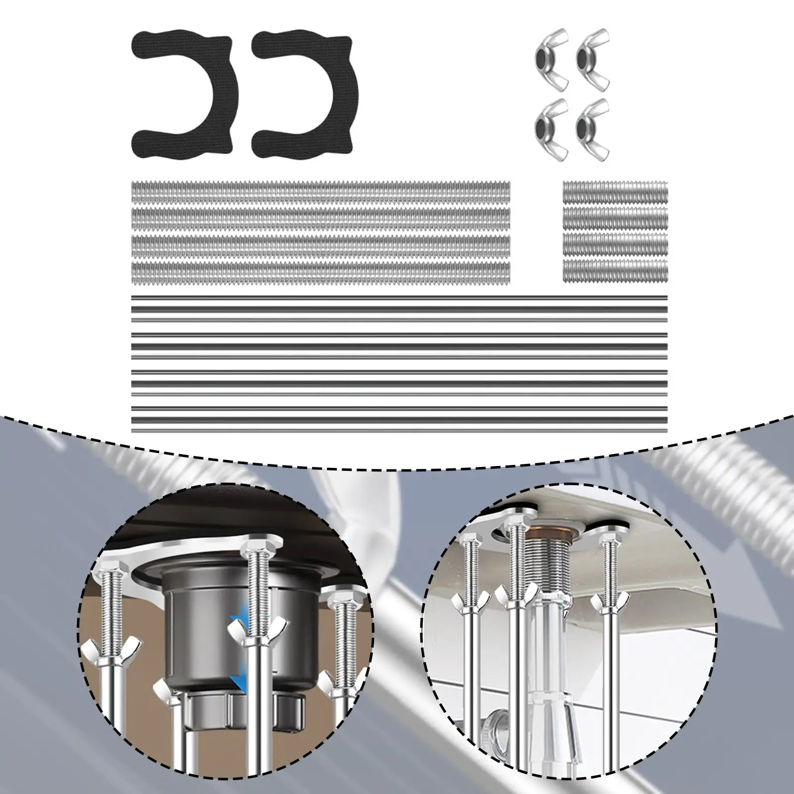 

Stainless Steel Undermount Sink Bracket Heavy Duty Support Clips for Kitchen Bathroom Cabinet Installation Hardware Accessories
