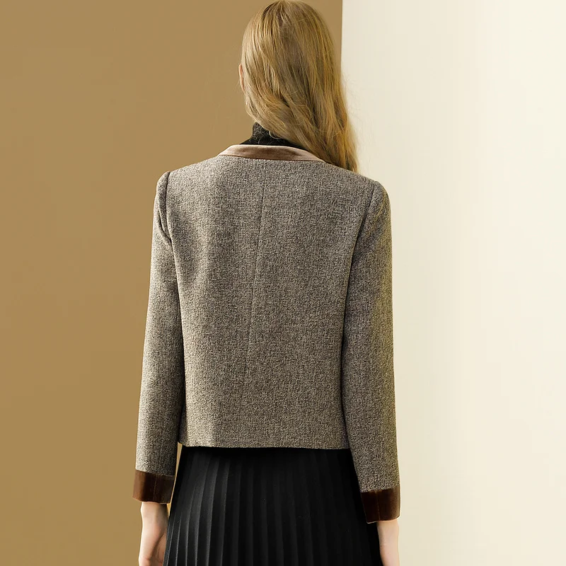 EVNISI Women Elegant Long Sleeved Jacket Single Breasted Office Tweed Cardigan Coat Autumn Winter Loose Women Outwear Coat 2024