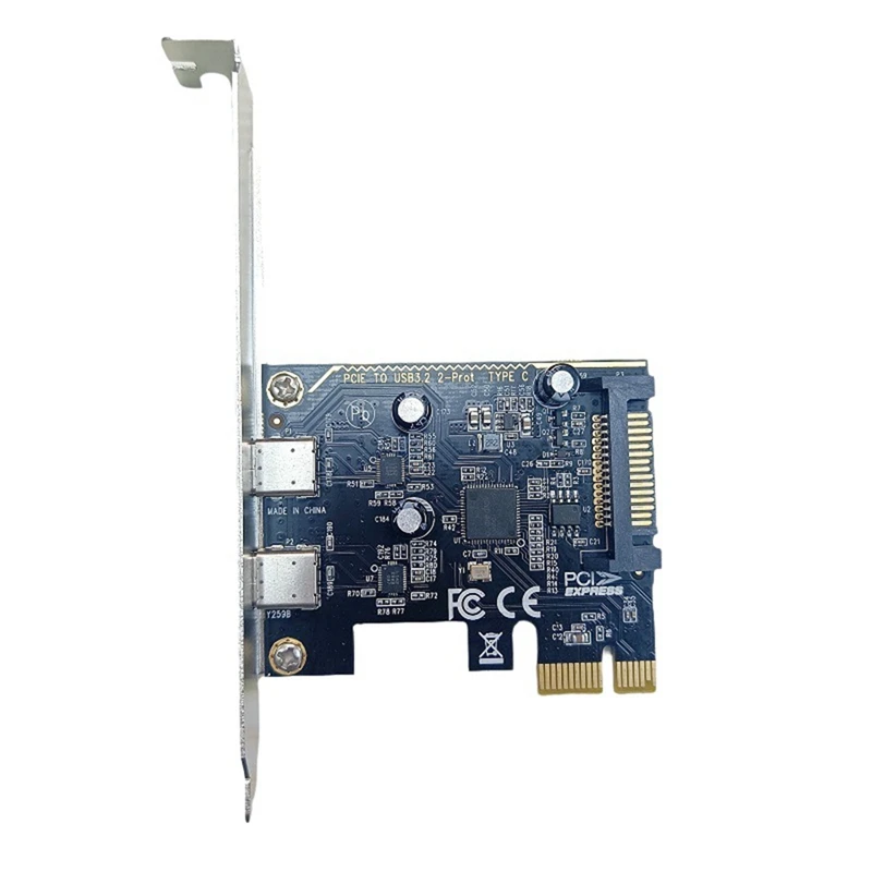 A27Q-Desktop Mainboard PCI-E To Type-C Adapter Card Dual-Port Type-C Expansion Card Using ASM1042 Host Card
