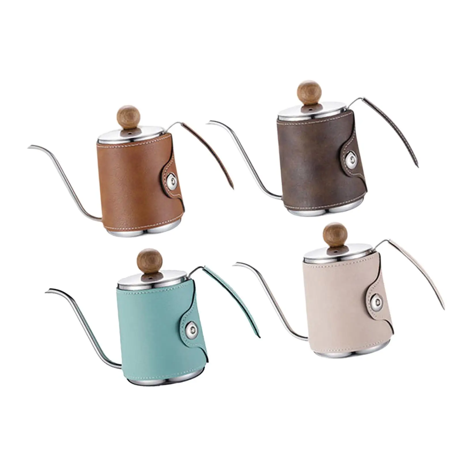 Drip Coffee Kettle with Leather Cover 350ml Heatproof Coffee Tea Pot for Coffee