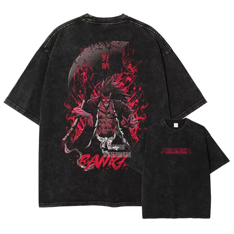 Bleach Aizen Sousuke Anime Graphic T‑Shirt Manga Washed Oversized Harajuku Unisex Casual Short Sleeve Streetwear Tees