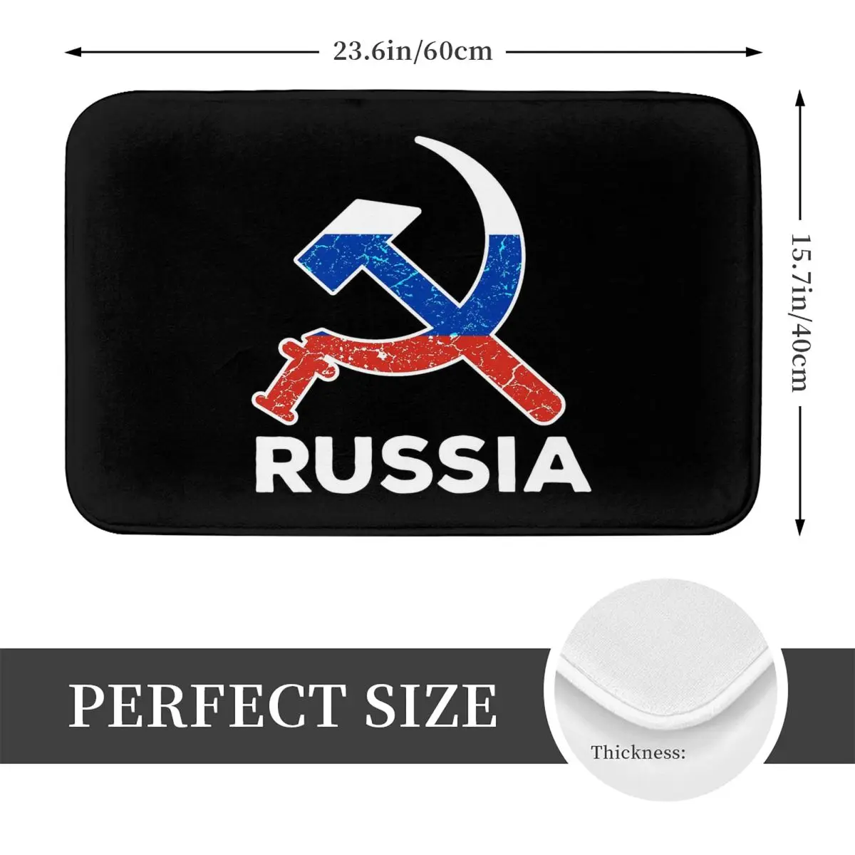 Hammer And Sickle With Russian Flag Anti-slip Doormat Floor Mat Carpet Rug for Kitchen Entrance Home Living room Footpad Mats