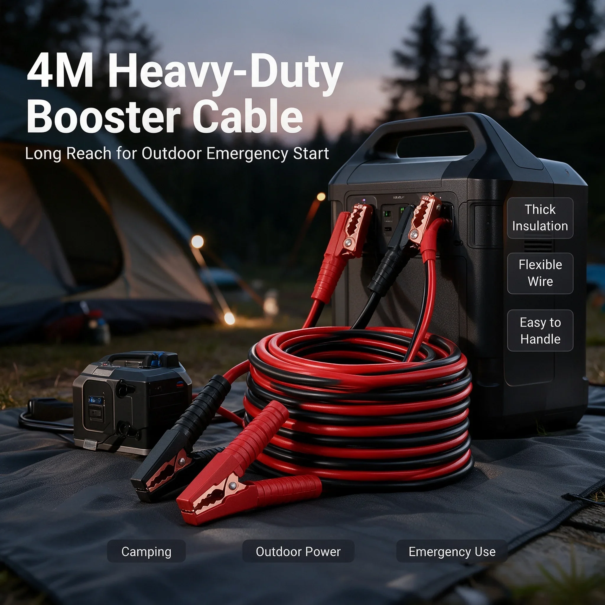 4-meter Fully Enclosed Car Battery Jumper Wire, Pure Copper Connection Wire, Thickened Jumper Wire, Jumper Wire Jumper Cable