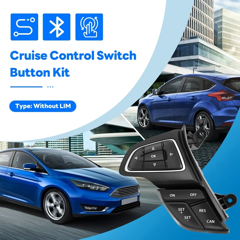 For Ford Focus Mk3 2015-2017 Kuga 2017 Cruise Control Switch Multifunction Steering Wheel Button Bluetooth Audio Button