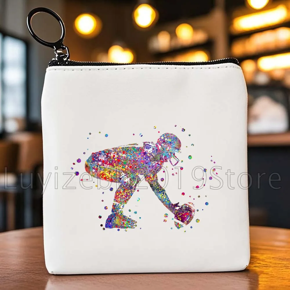 Забавный регби для девочек, спортивный игрок, подарки для влюбленных, холст, кошелек для монет, губная помада, квадратная сумка для хранения ключей, сумка на молнии, портативный кошелек