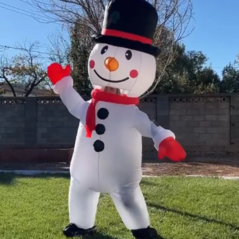 

Рождественский надувной костюм снеговика для взрослых, рождественский надувной костюм талисмана, милый костюм для рождественской тематической вечеринки