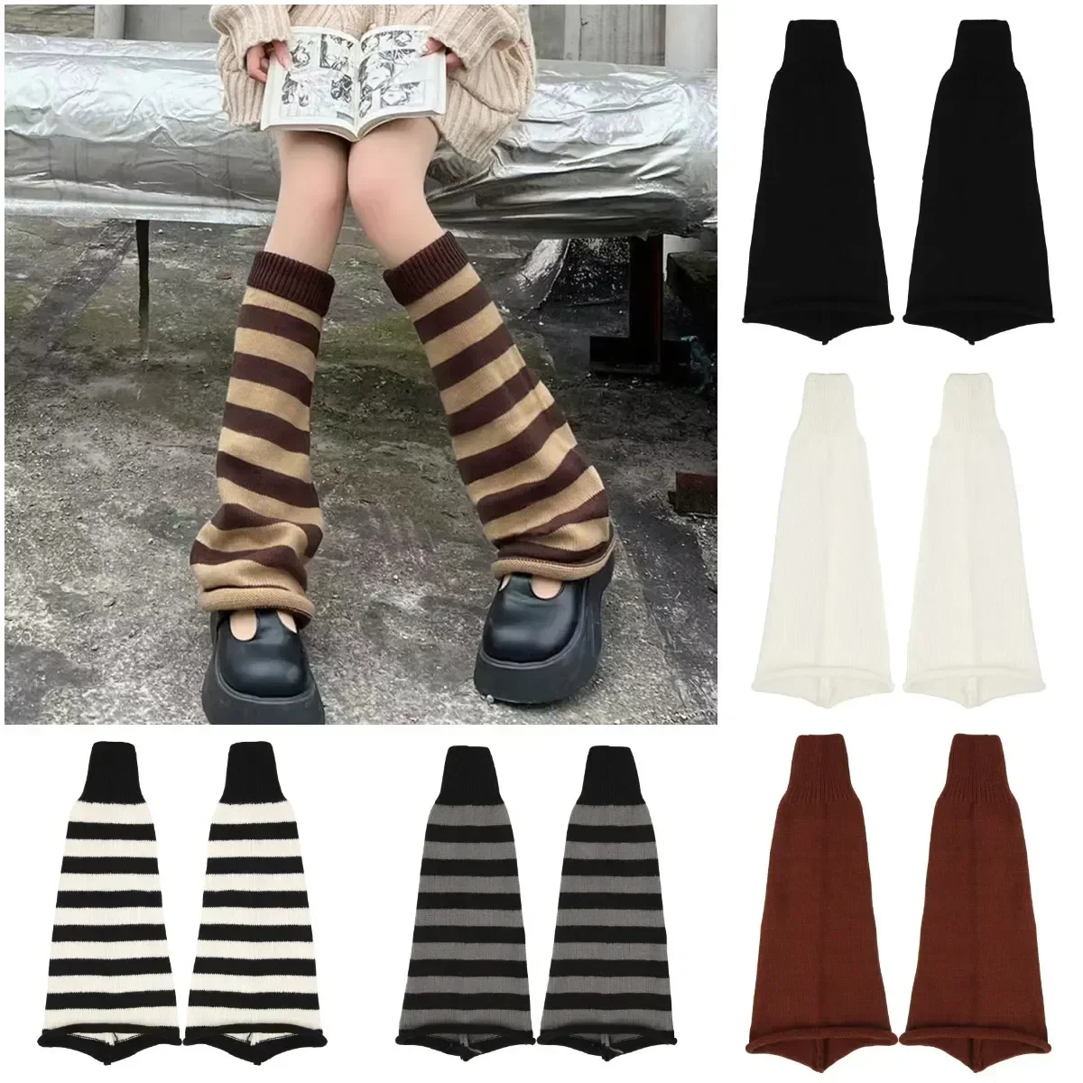 

Girl For Leg Stocking Cover Casual Loose Fall Women Gothic Fit Winter Protector Sock Academia Knitted Warmer Stripe Cool