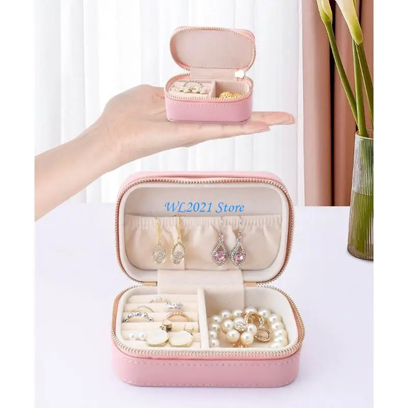 

G5GC 2-Pieces Jewelry Box Portable Travel Mini Jewellery Organiser for Earrings Rings