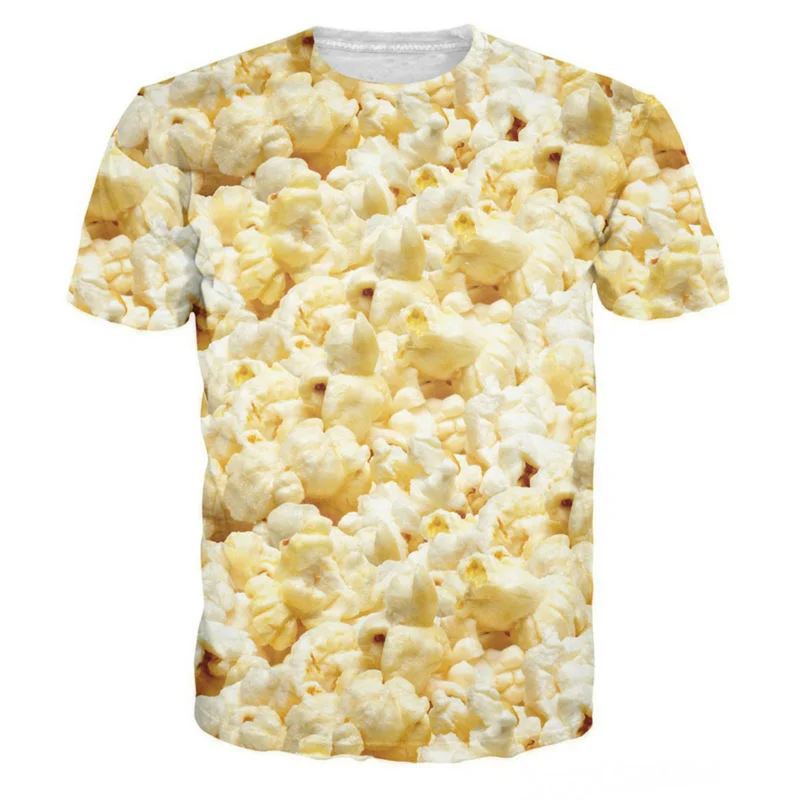 

2024 Fashion Popcorn 3D Printed Funny T Shirt Men's And Women's Clothing Summer Short Sleeve Tees Unisex Streetshirt Tops