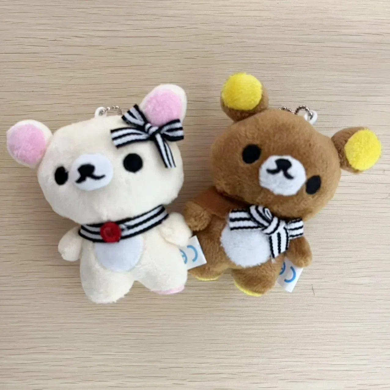 Kawaii rilakkuma anime dos desenhos animados brinquedos de pelúcia chaveiro acessórios macio recheado mochila pingente menina menino crianças presentes aniversário