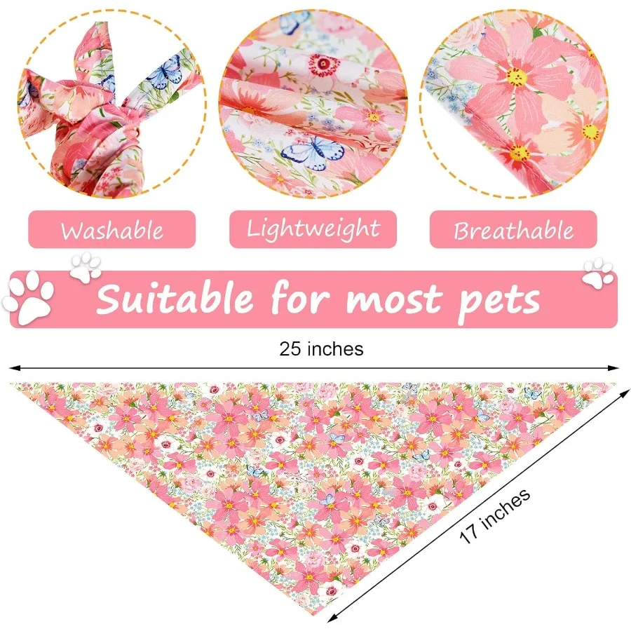 8 قطعة الكلب الأزهار باندا الربيع زهرة الحيوانات الأليفة Trile مريلة وشاح ديزي روز الحيوانات الأليفة باندا مناسبة لمعظم الكلاب والقط نمط لطيف