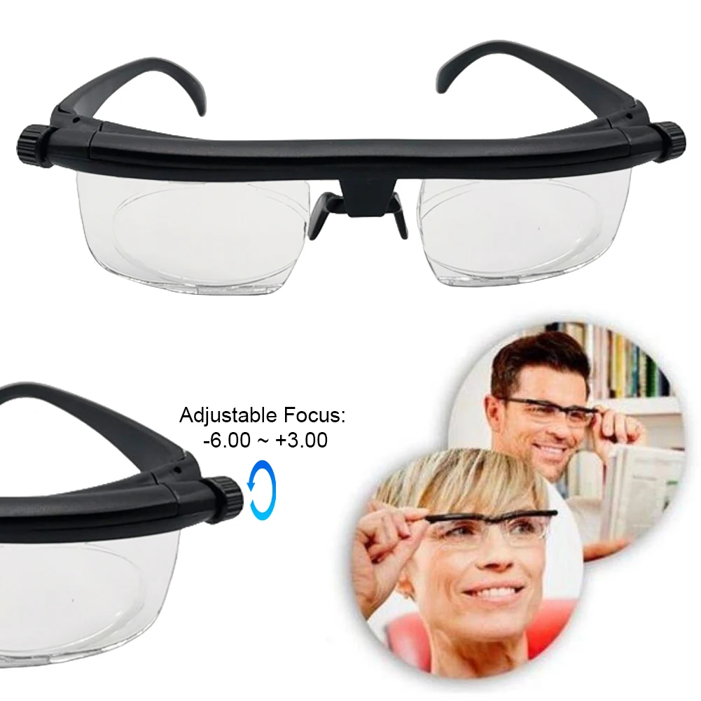 -6D tot + 3D verstelbare sterkte lensbril brandpuntsafstand correctie visie zoom leesbril automatisch aanpassen leesbril