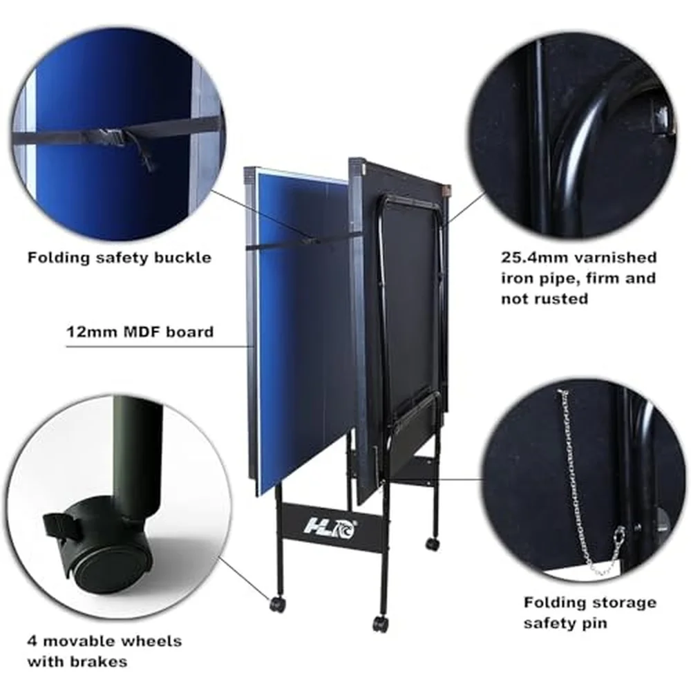 7FT Foldable Ping Pong Table w/Playback Mode Indoor Table Tennis