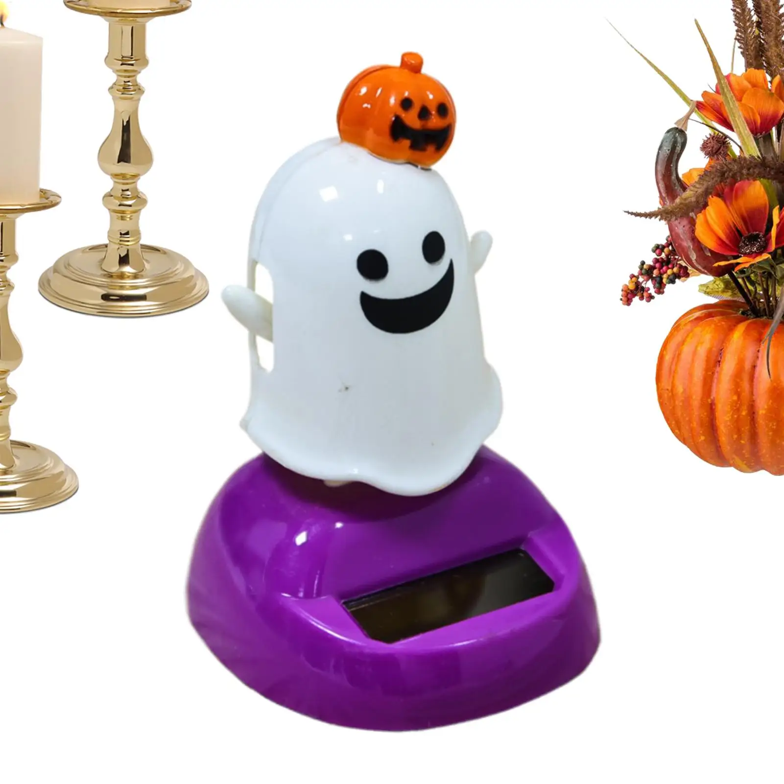 

Halloween Solar Ghost Car Decor Animated Swinging Pumpkin Dashboard Ornament Spooky Auto Accessories for Cars Trucks Home Decor