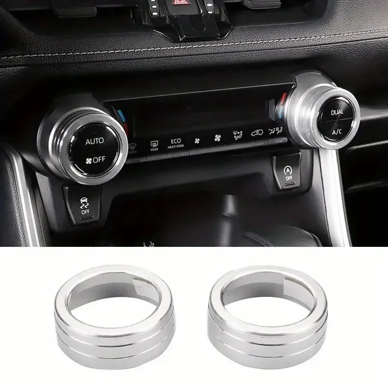 Voor Toyota RAV4 WILDLANDER 2020-2025 2 Stuks Aluminium Airconditioner Klimaat Regelknop Cover Radio Volume Knop Ring cover