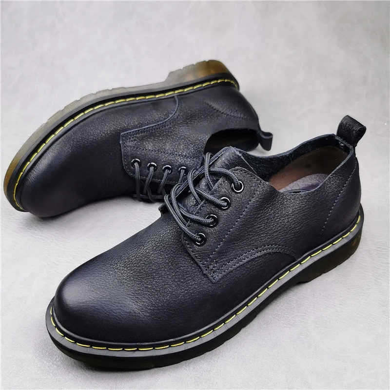 Foreign Trade Men's Shoes Leather Casual Leather Shoes Cowhide Soft Tendon Soles Big Head Shoes British Retro Made Old Shoes Men