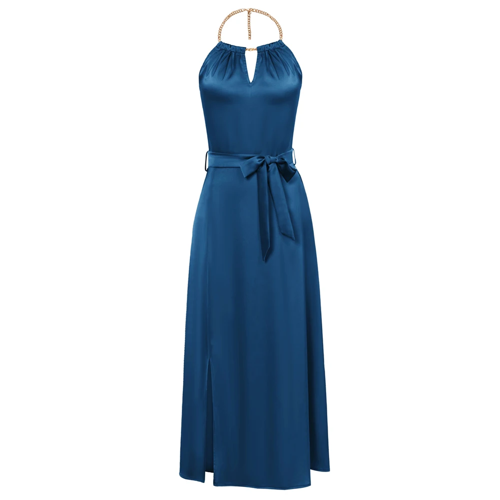 Gk Sommerkleid Frauen vorne Schlitz Party Cocktail kleider hohe Taille rücken frei Neck holder ausgestellt A-Linie Kleid