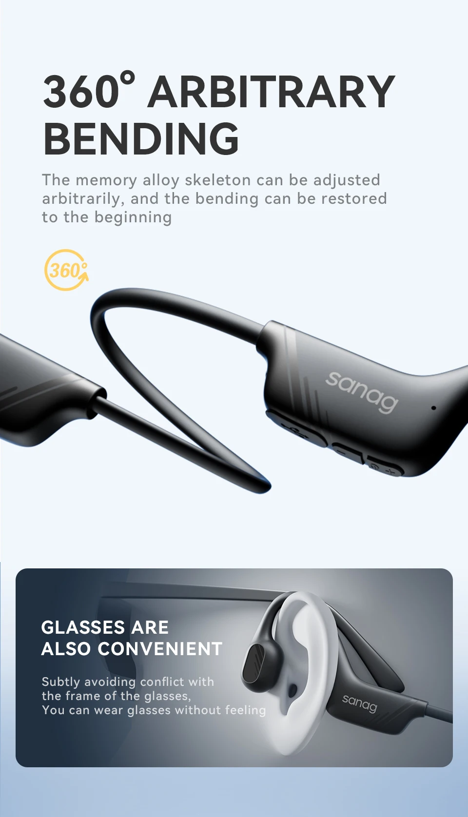 Sanag B21S True Bone Conduction Audífonos Bluetooth-Kopfhörer Flash-Sale HiFi-Sound-Kopfhörer Wahl Ohrhörer Wireless Headset – Detail 10