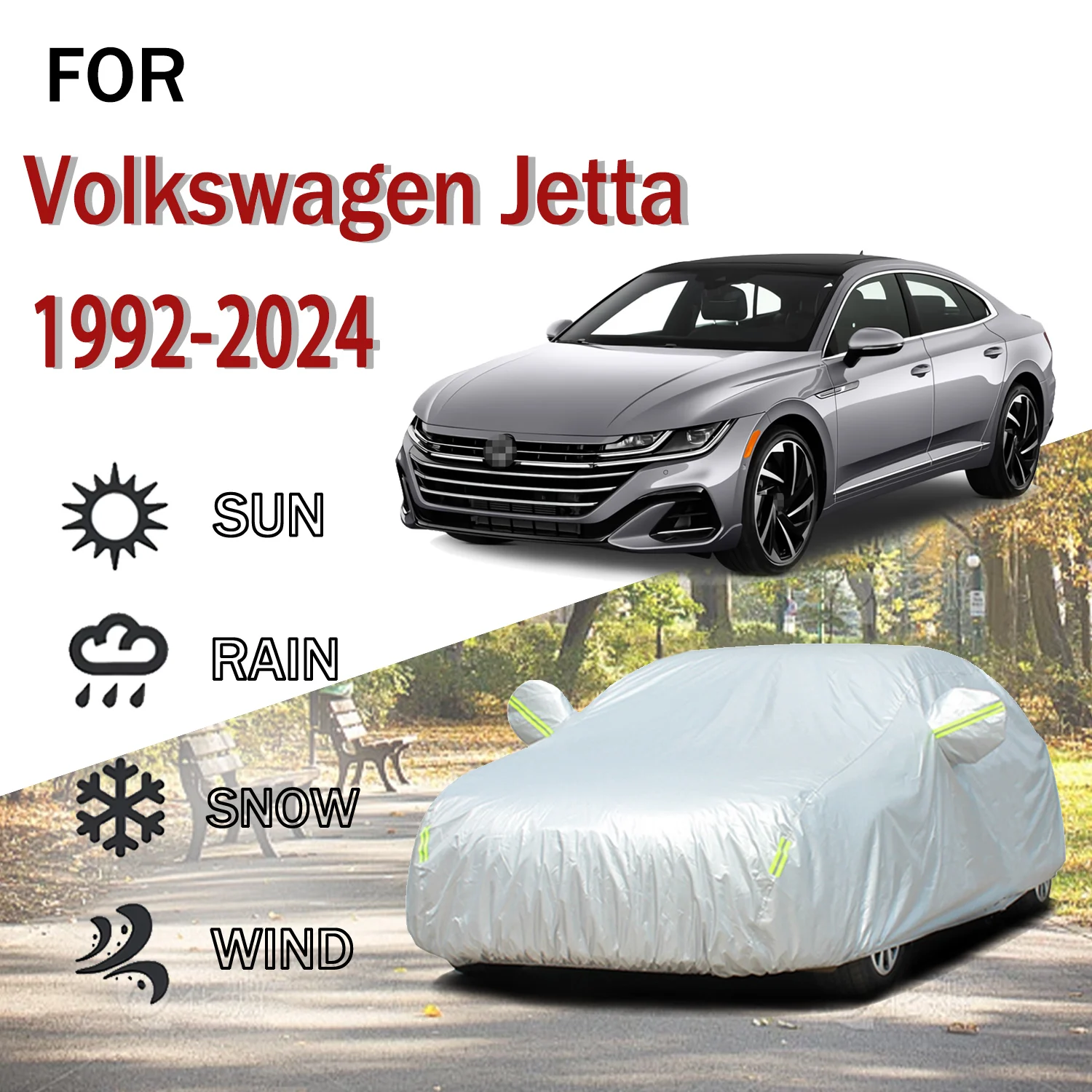 

For Volkswagen Jetta 1992-2024 Outdoor Protection Full 190T Car Covers Snow Cover Sunshade Dustproof Exterior Car accessories