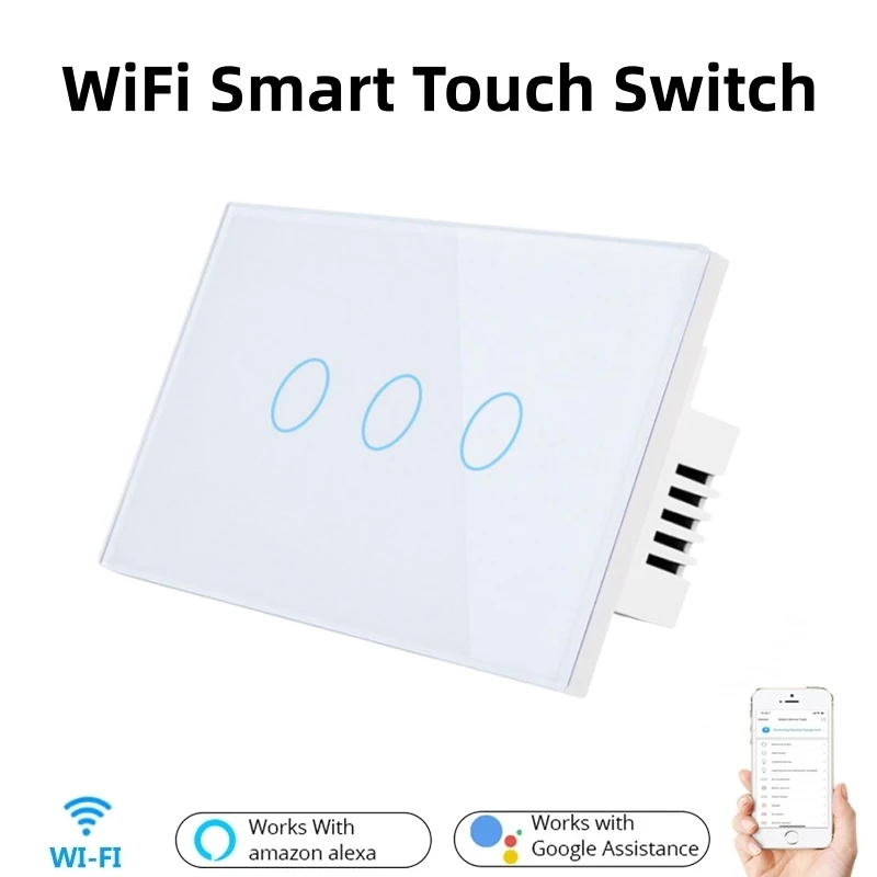 Ewelink WiFi Smart Touch Switch 1/2/3ch 2-way Control Wireless Led Light Smart Touch Screen Switch Bluetooth RF Remote Control