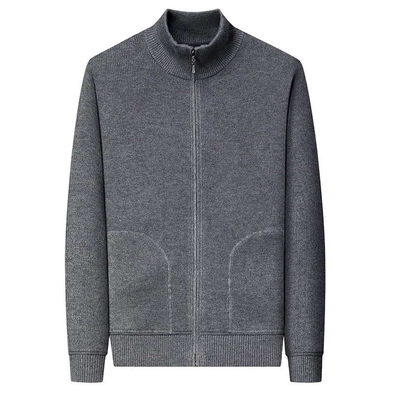 2026 Autumn Winter Men's Jacket Zipper Stand Collar Cardigan Sweater Fashion Outerwear