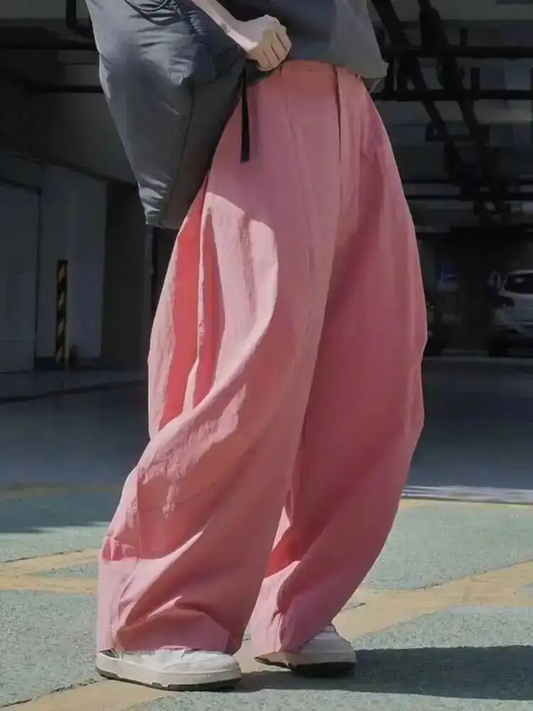 Spring Fashion Wide Leg Pants For Women High Waist Solid Color Loose Trousers Female Clothing 2025 New 1E3F