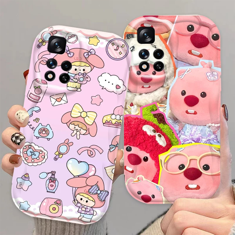 

Cute Pink Cartoon L-Loopy Cat For Xiaomi Redmi Note 13 12 12S 11S 11 10 9 8 10A 9C 9T Pro Plus 5G Wave Oil Back Phone Case