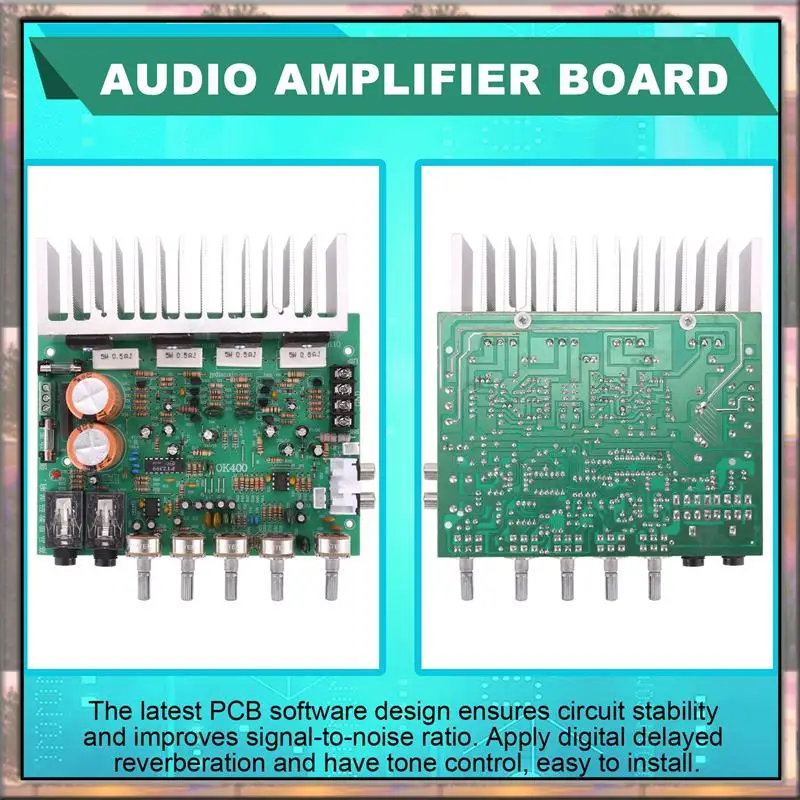 

BAAZ HOT Audio Amplifier Board Hifi Digital Reverb Power Amplifier 250W X 2 2.0 Audio Preamp Rear Amplification With Tone Contro