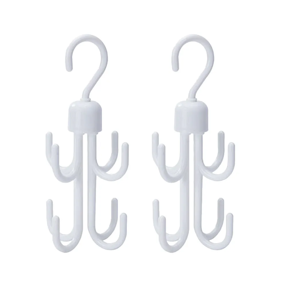 2Pcs Rotatable Eight Claw Clothes Hangers Hooks Organizer Closet Storage for Scarves Belts Ties Bags Jewelry Accessories