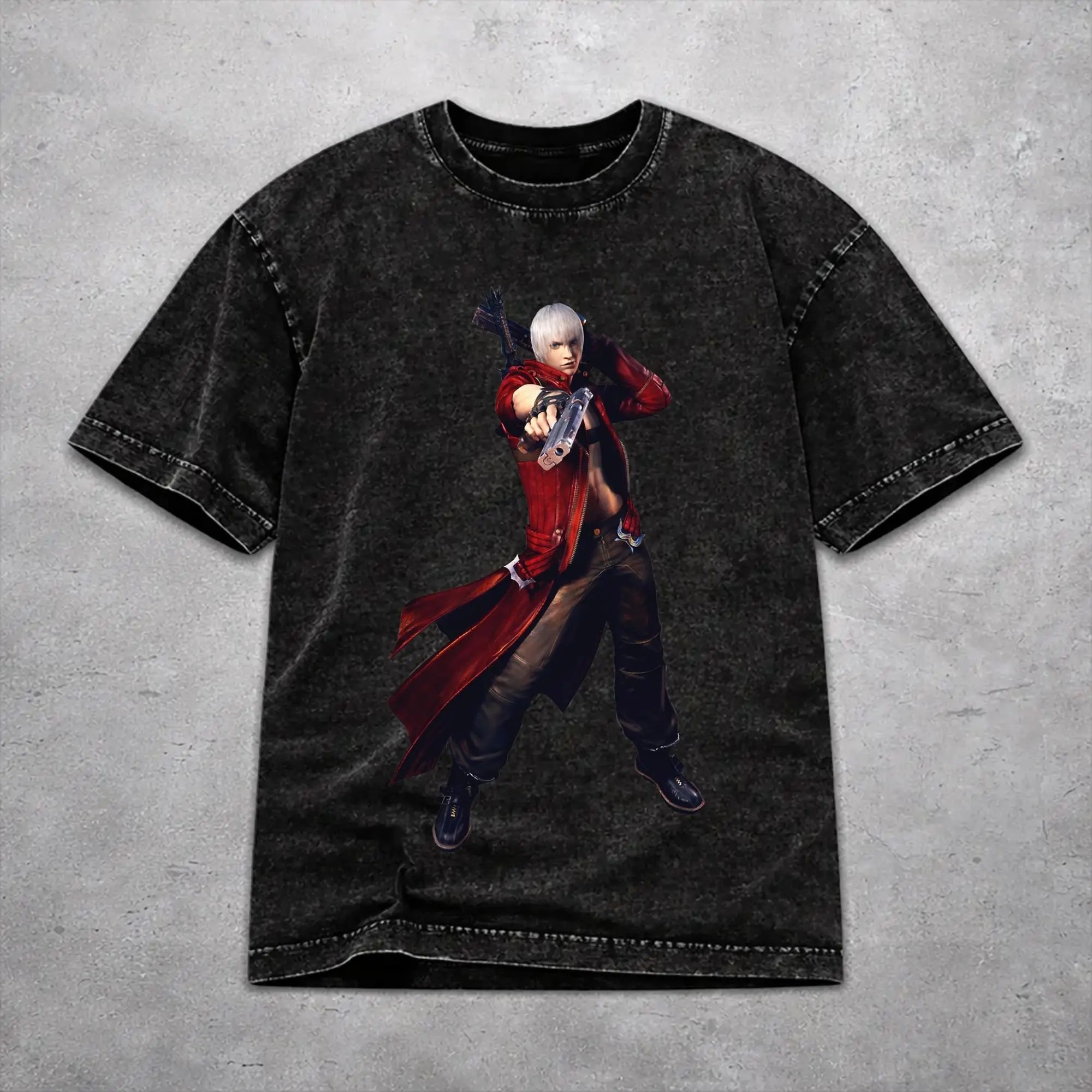 Harajuku Devils May-Cry 3 Apparel T-Shirts for Men Women  Washed Style Tee Shirt Clothing