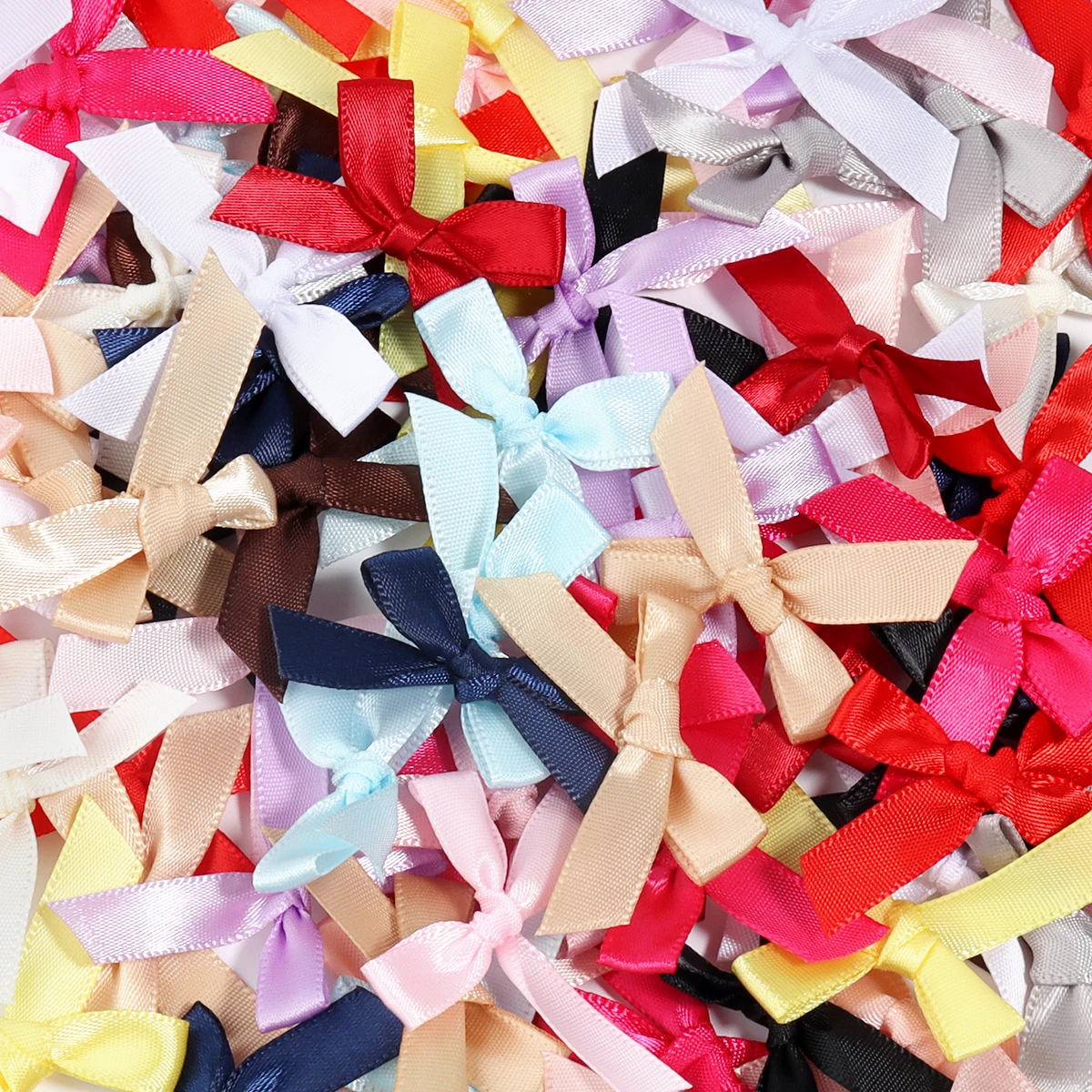 50pcs/lot Color Ribbon Bow Ties Beads Polyester Hand Tied Bow for DIY Earring Hairpin Handcraft Decoration Jewelry Accessories